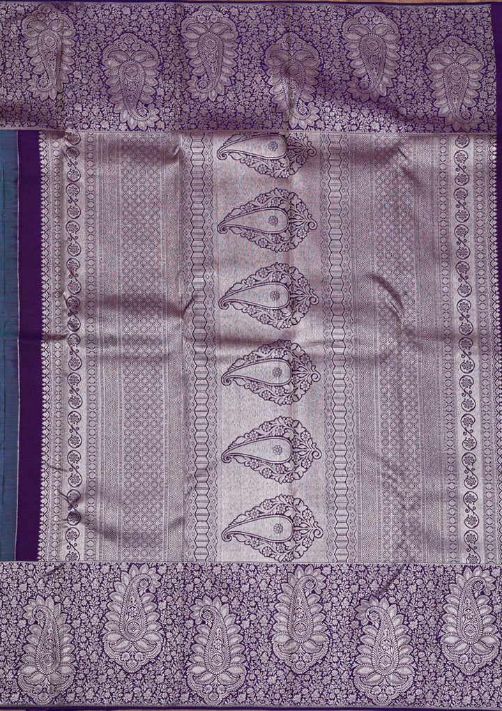 Sky Blue Silver Zariwork Pure Silk Saree-Koskii