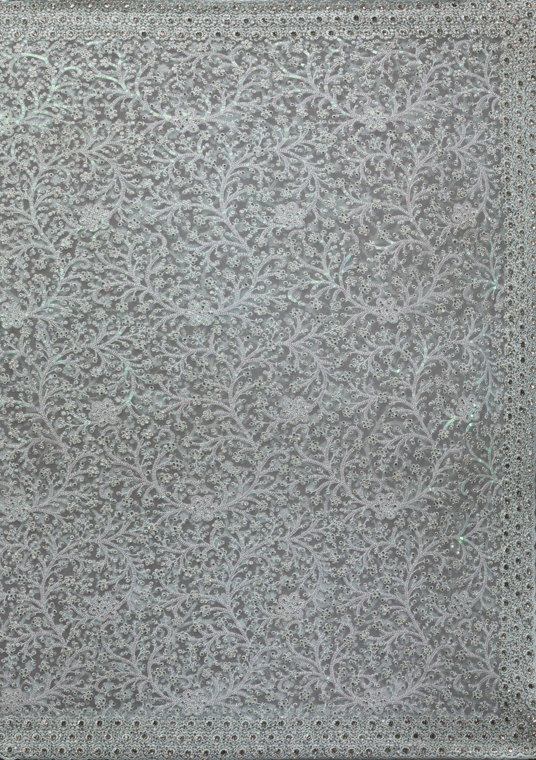 Sky Blue Stonework Net Saree-Koskii