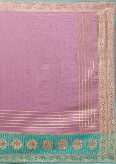 Sky Blue Stonework Soft Silk Saree-Koskii