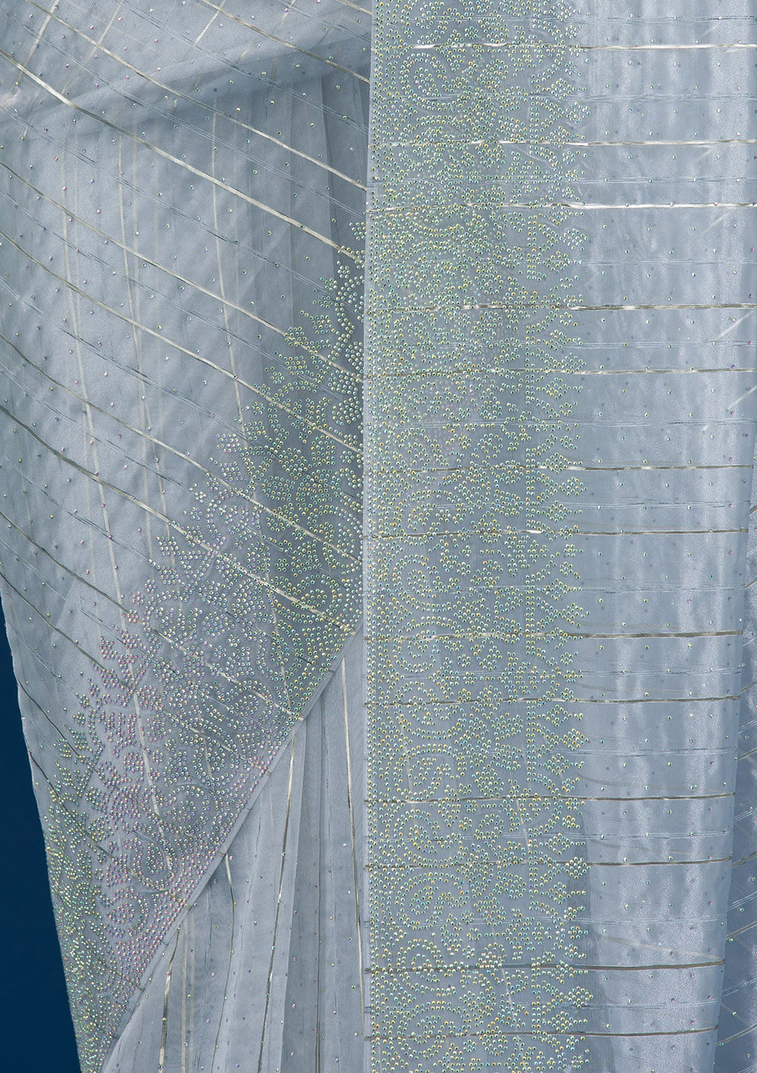 Sky Blue Stonework Tissue Saree-Koskii