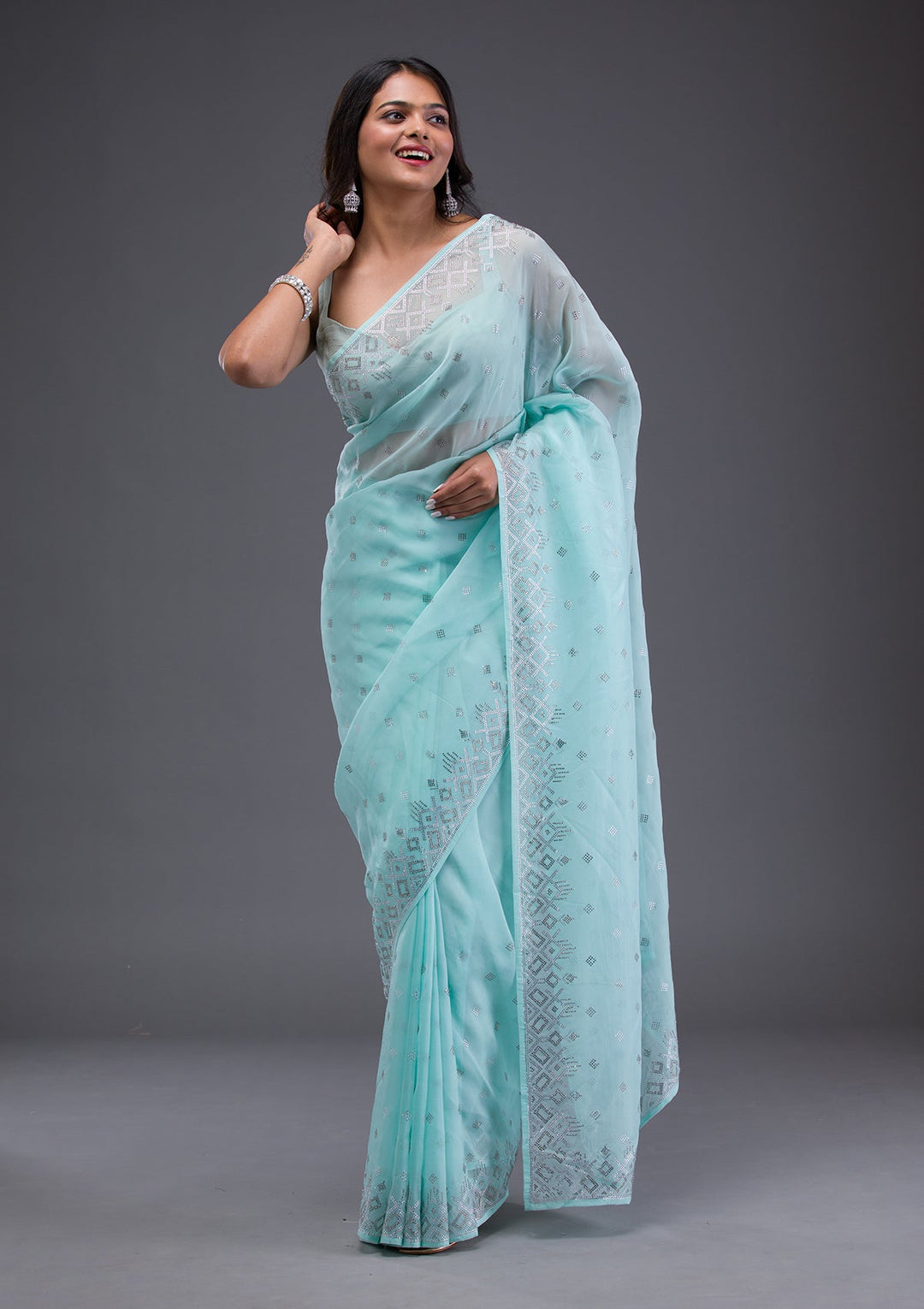 Orange Zari work Brocade Saree-Koskii