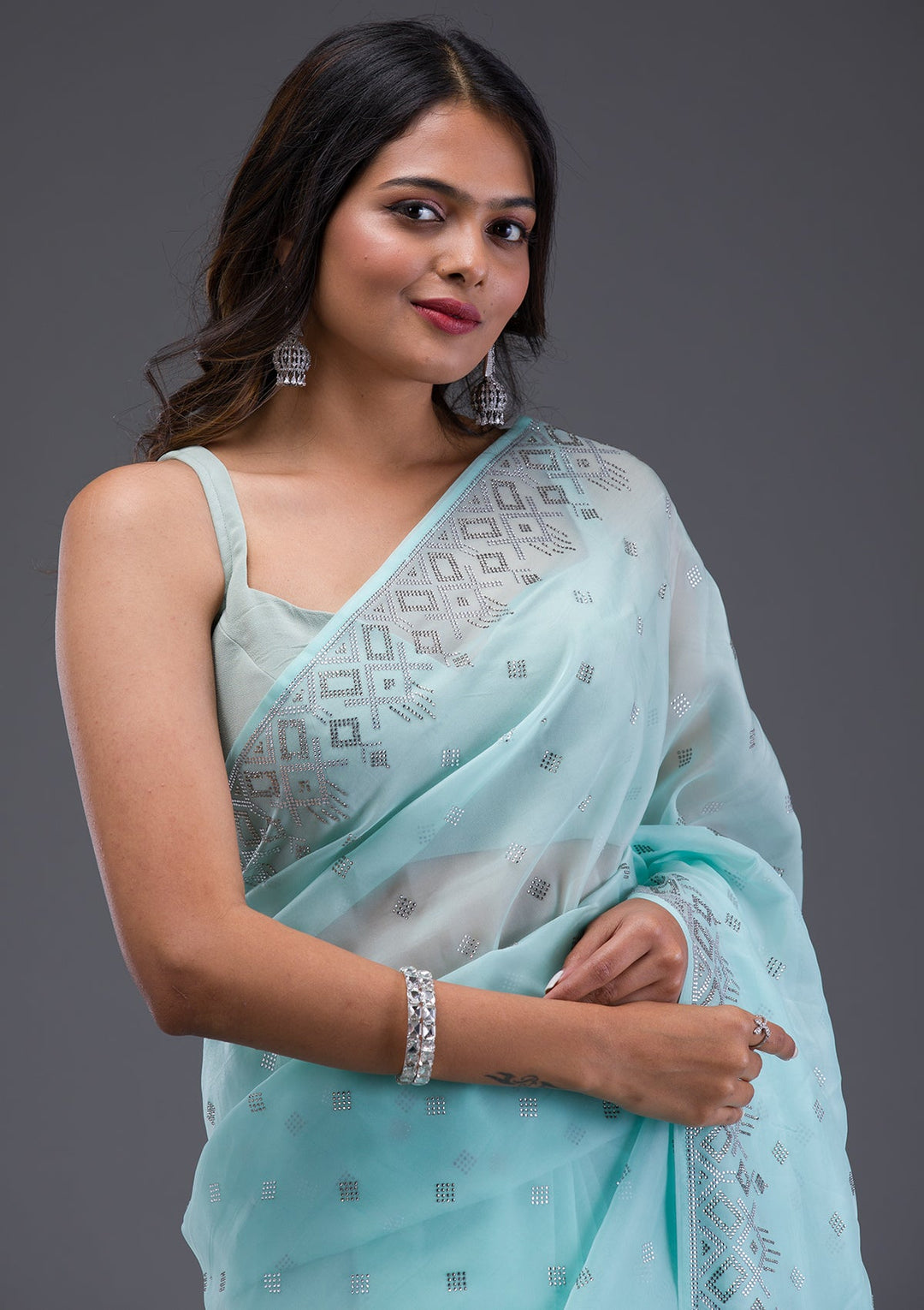 Orange Zari work Brocade Saree-Koskii