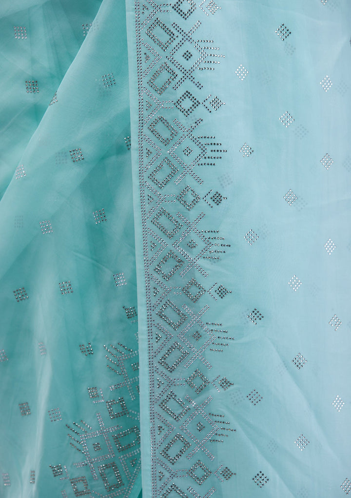 Pink Sequins Shimmer Designer Saree-Koskii
