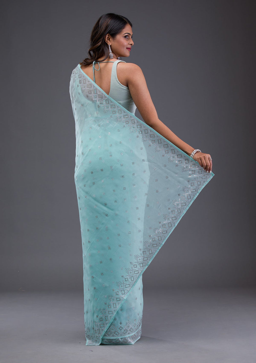 Orange Zari work Brocade Saree-Koskii