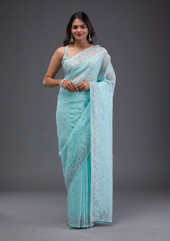 Orange Zari work Brocade Saree-Koskii