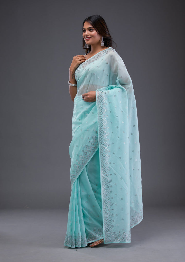 Orange Zari work Brocade Saree-Koskii