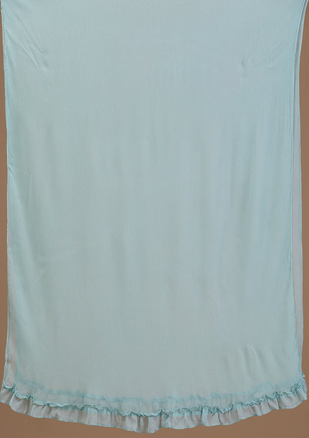 Sky Blue Threadwork Art Silk Readymade Salwar Suit-Koskii
