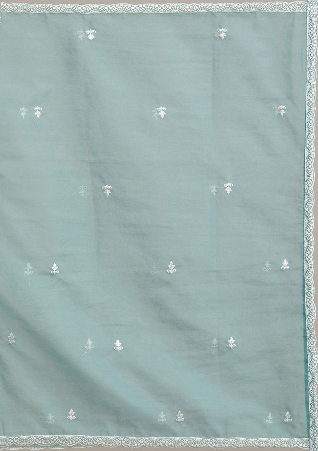 Sky Blue Threadwork Cotton Readymade Salwar Suit-Koskii