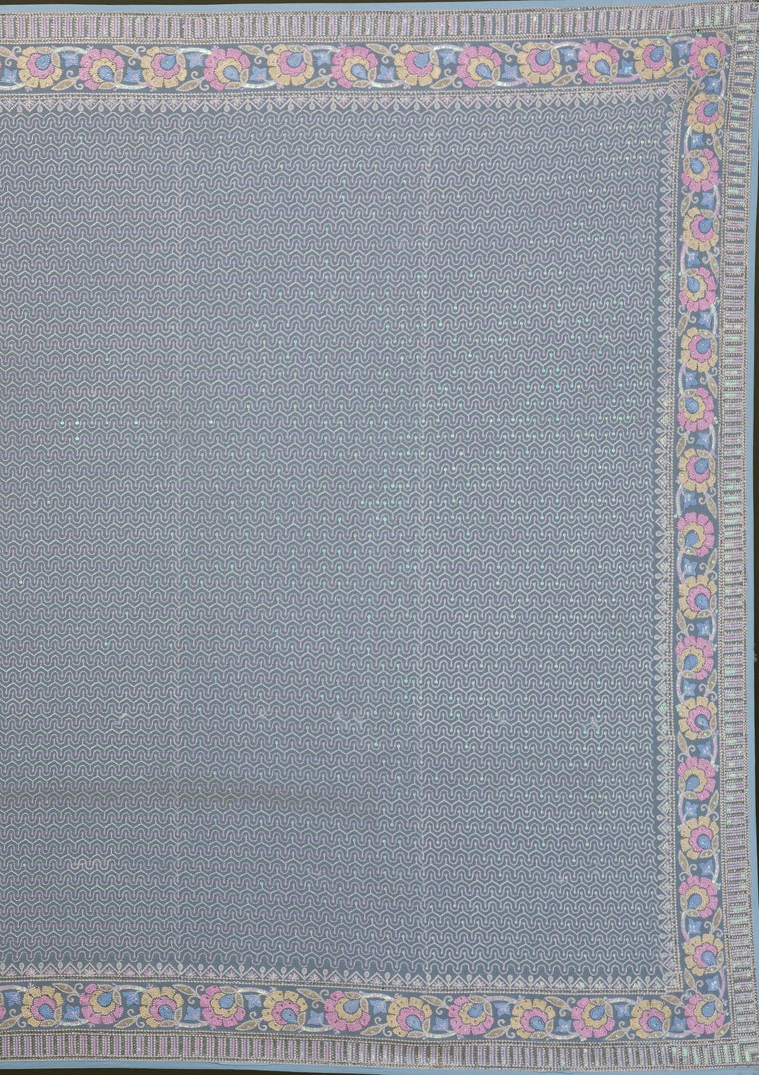 Sky Blue Threadwork Georgette Saree-Koskii