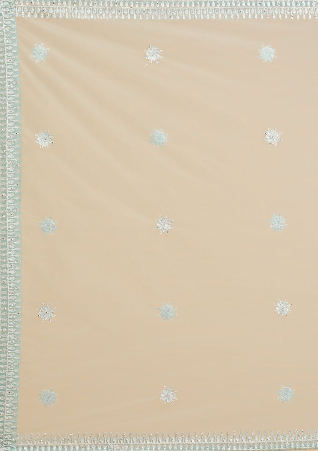 Sky Blue Threadwork Net Readymade Lehenga-Koskii