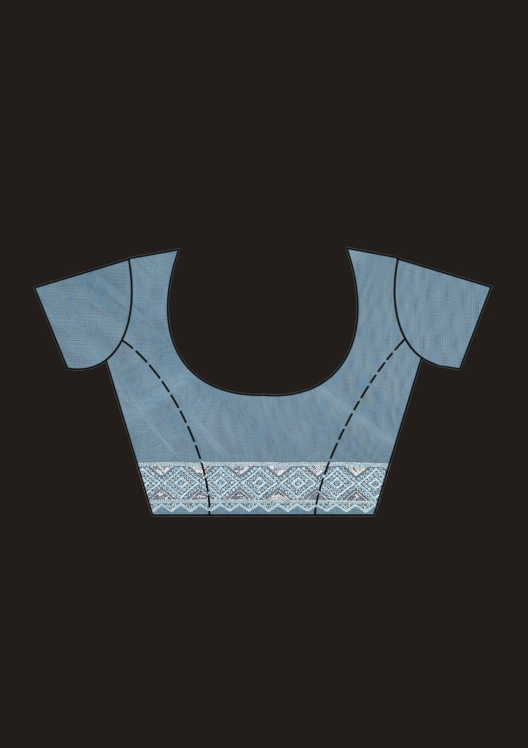 Sky Blue Threadwork Net Saree-Koskii