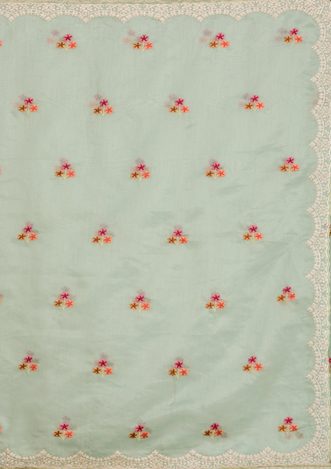 Sky Blue Threadwork Tissue Saree