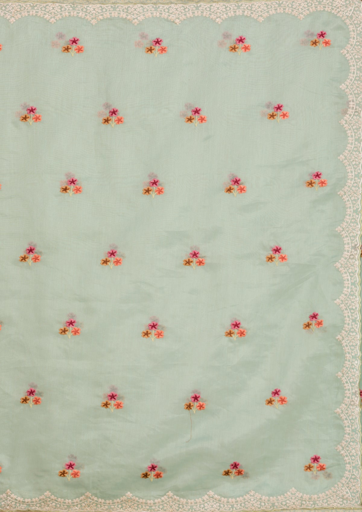 Sky Blue Threadwork Tissue Saree