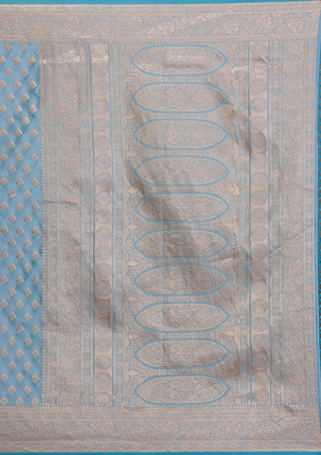 Sky Blue Zariwork Art Silk Saree-Koskii