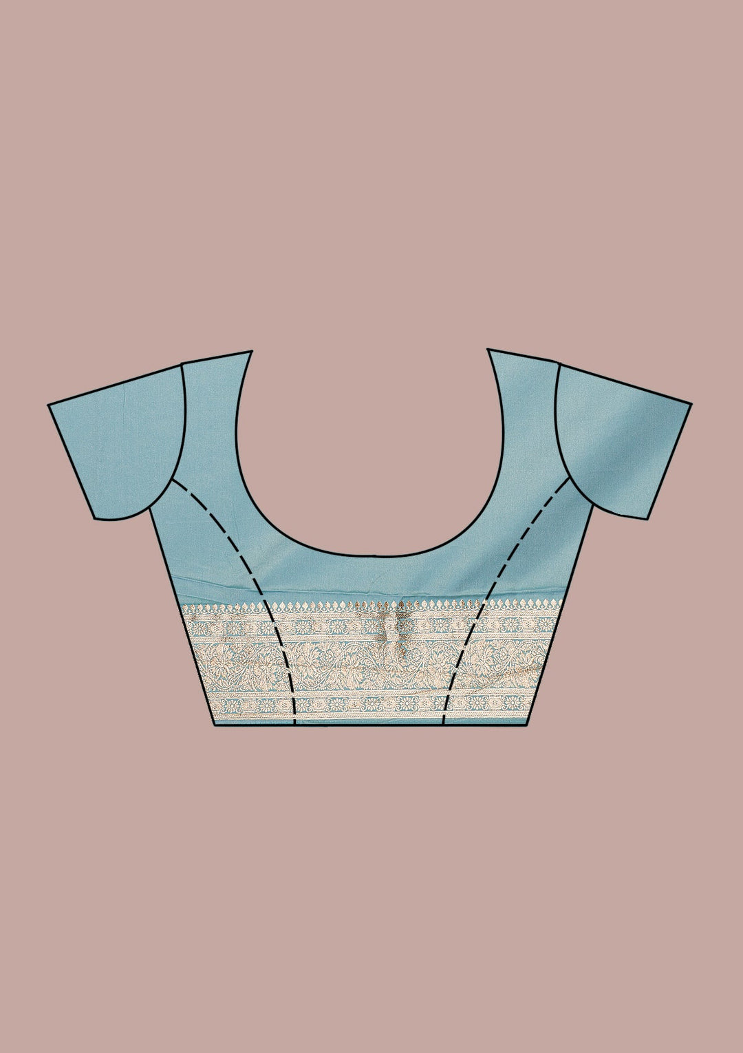 Sky Blue Zariwork Art Silk Saree-Koskii