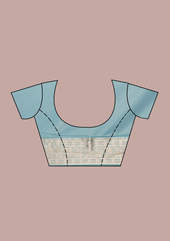 Sky Blue Zariwork Art Silk Saree-Koskii