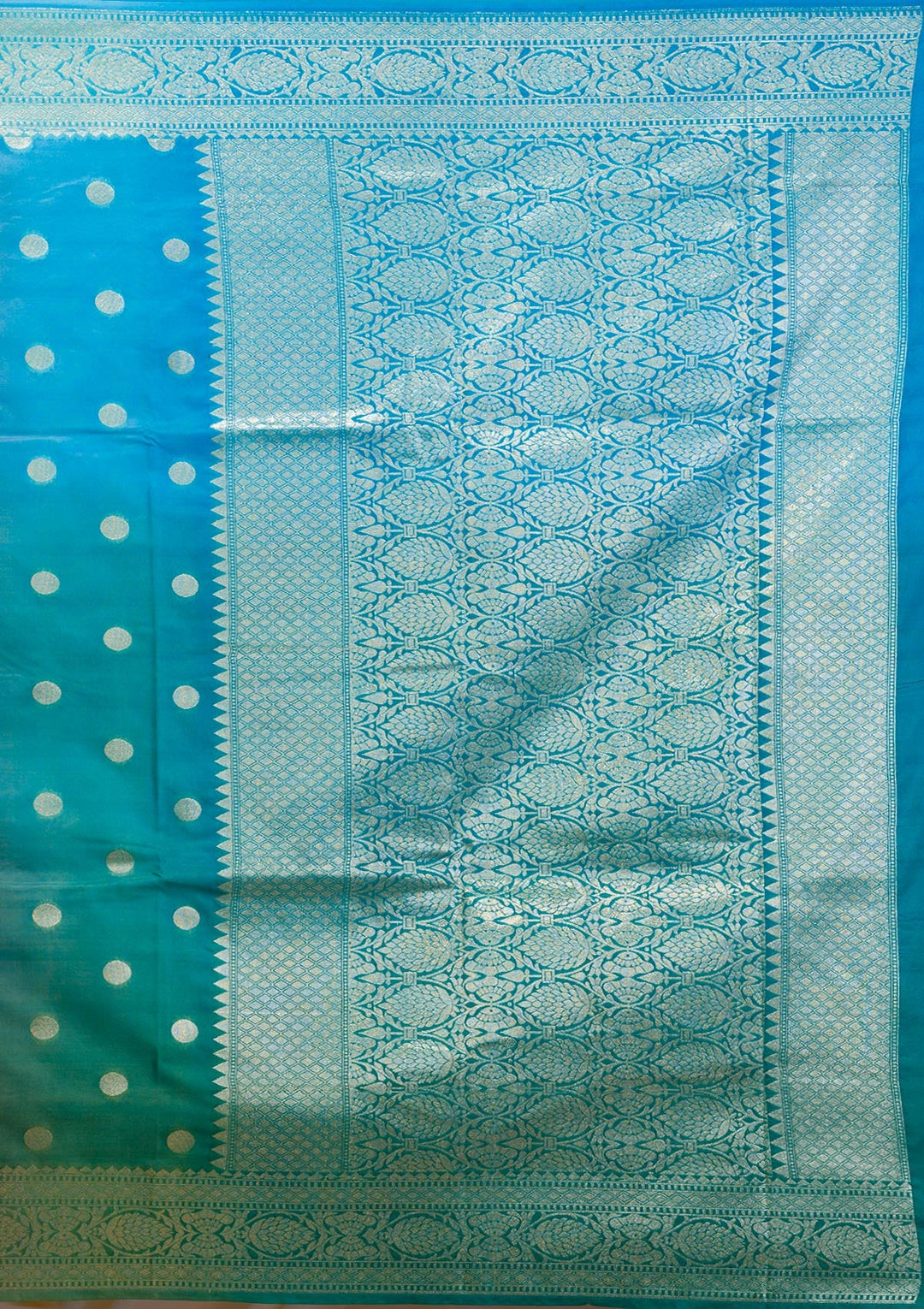 Sky Blue Zariwork Chanderi Saree-Koskii