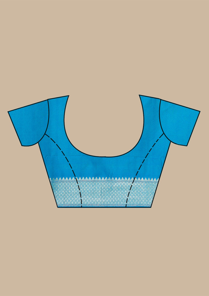 Sky Blue Zariwork Chanderi Saree-Koskii