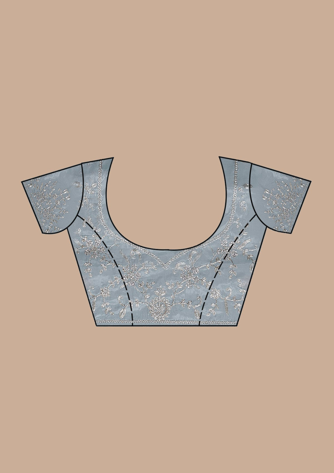 Sky Blue Zariwork Organza Saree-Koskii