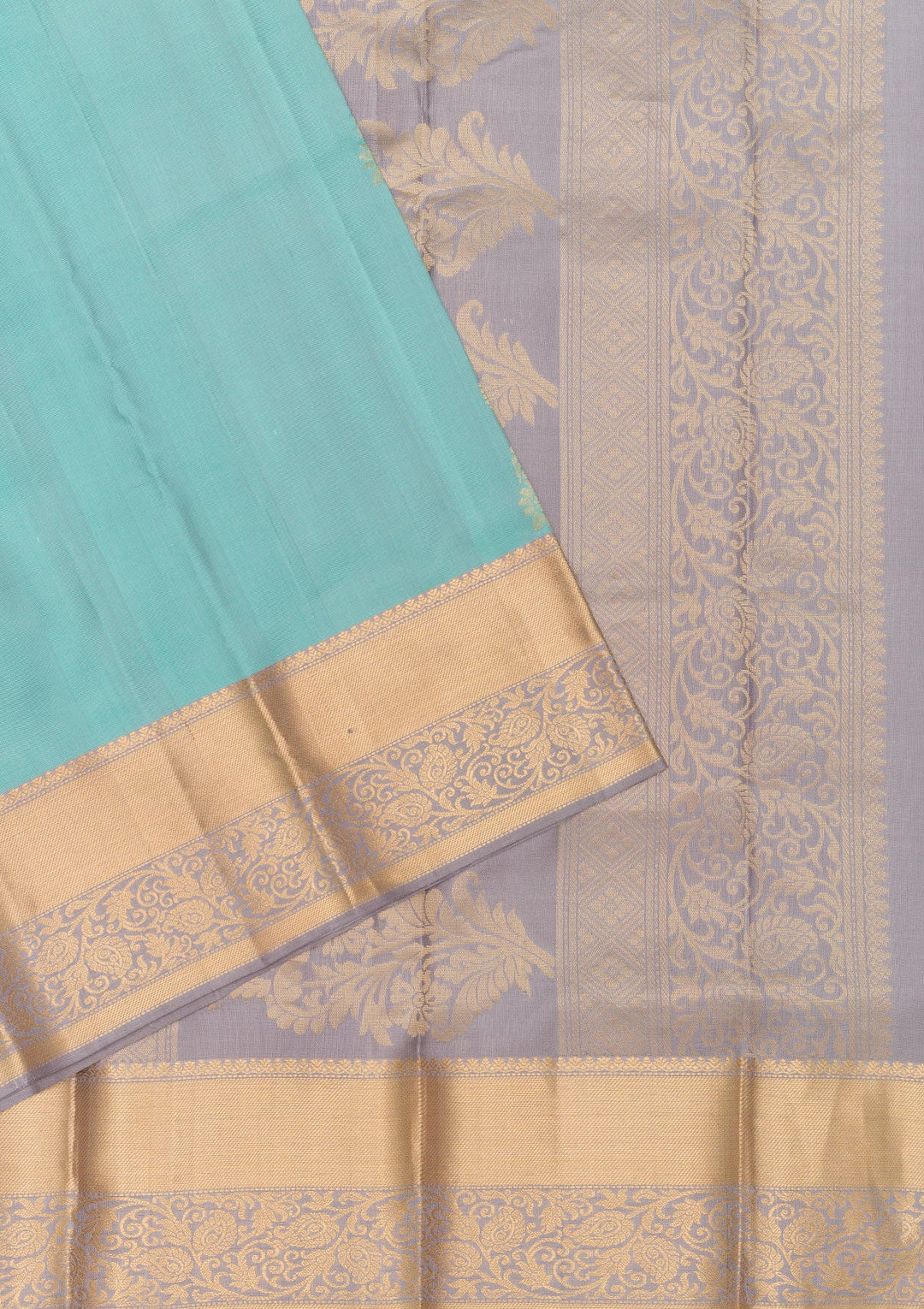 Sky Blue Zariwork Pure Silk Saree-Koskii