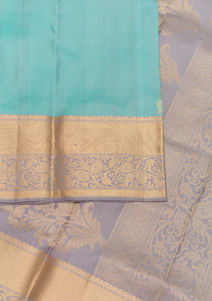 Sky Blue Zariwork Pure Silk Saree-Koskii