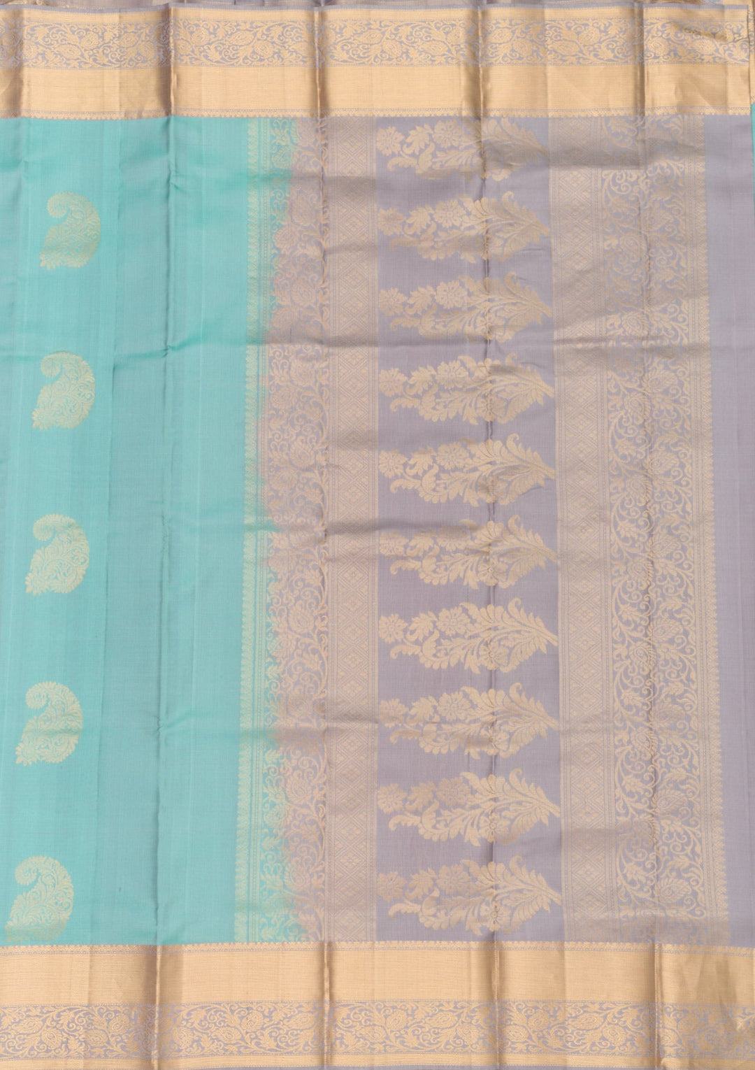 Sky Blue Zariwork Pure Silk Saree-Koskii