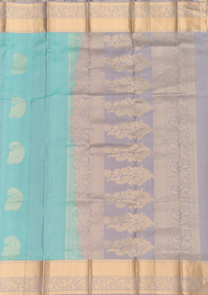 Sky Blue Zariwork Pure Silk Saree-Koskii