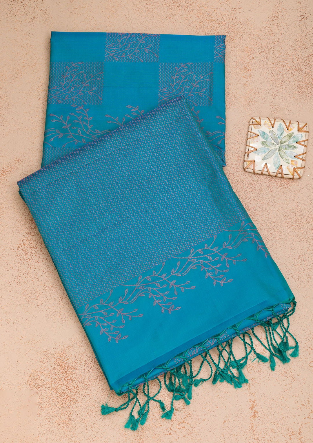 Sky Blue Zariwork Pure Silk Saree-Koskii