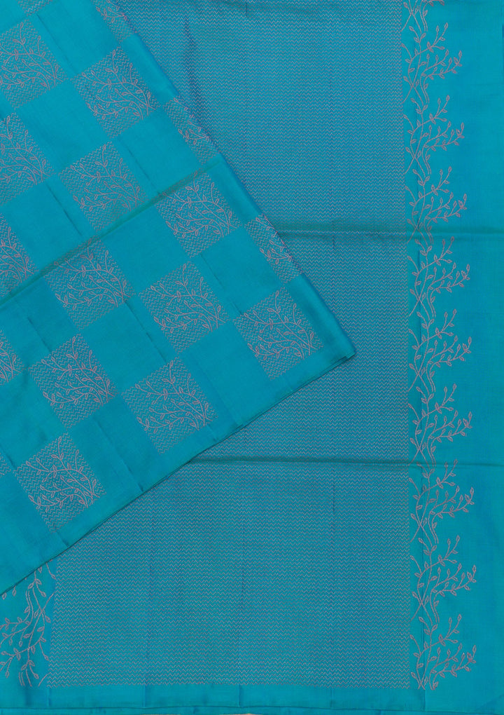 Sky Blue Zariwork Pure Silk Saree-Koskii