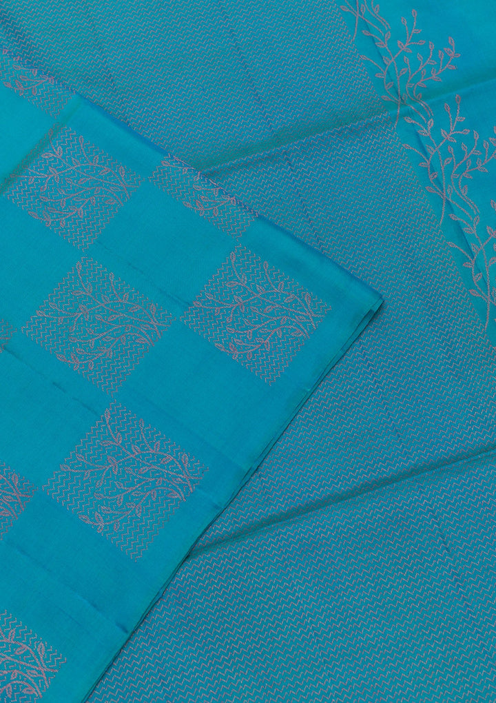 Sky Blue Zariwork Pure Silk Saree-Koskii