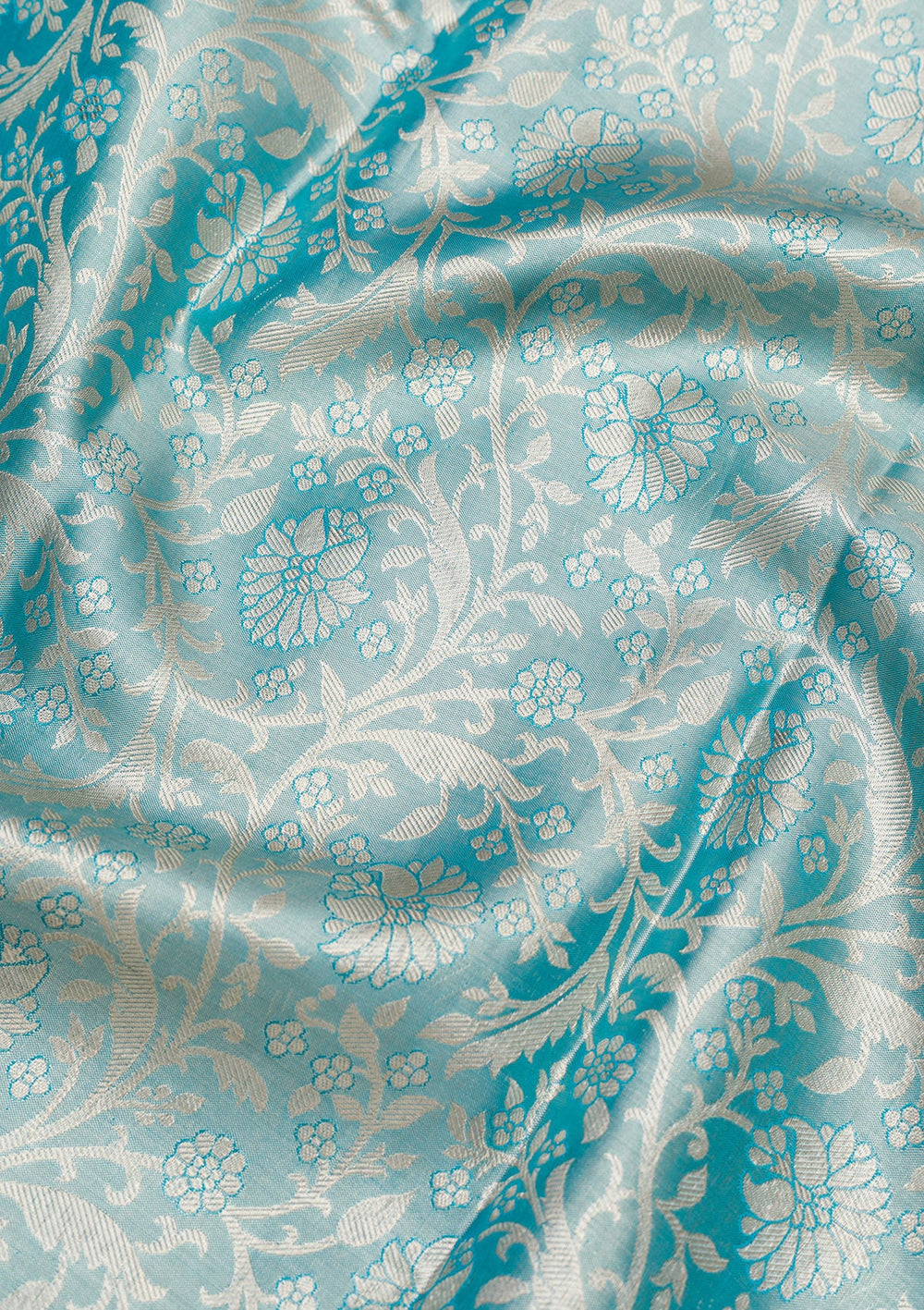 Sky Blue Zariwork Pure Silk Saree-Koskii