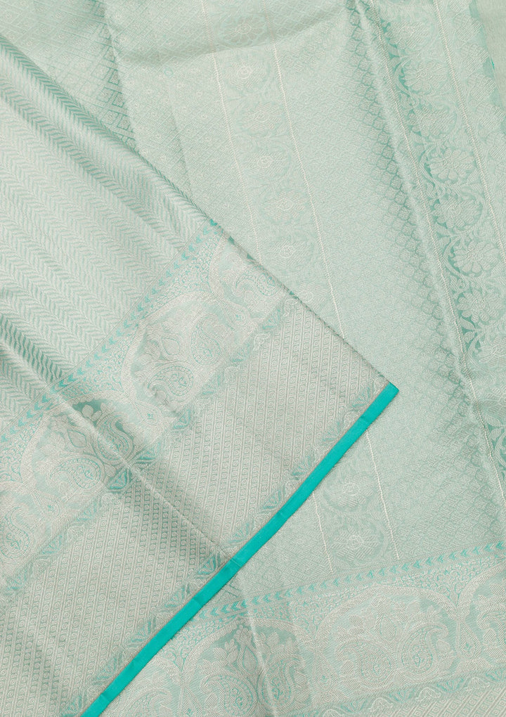 Sky Blue Zariwork Pure Silk Saree-Koskii