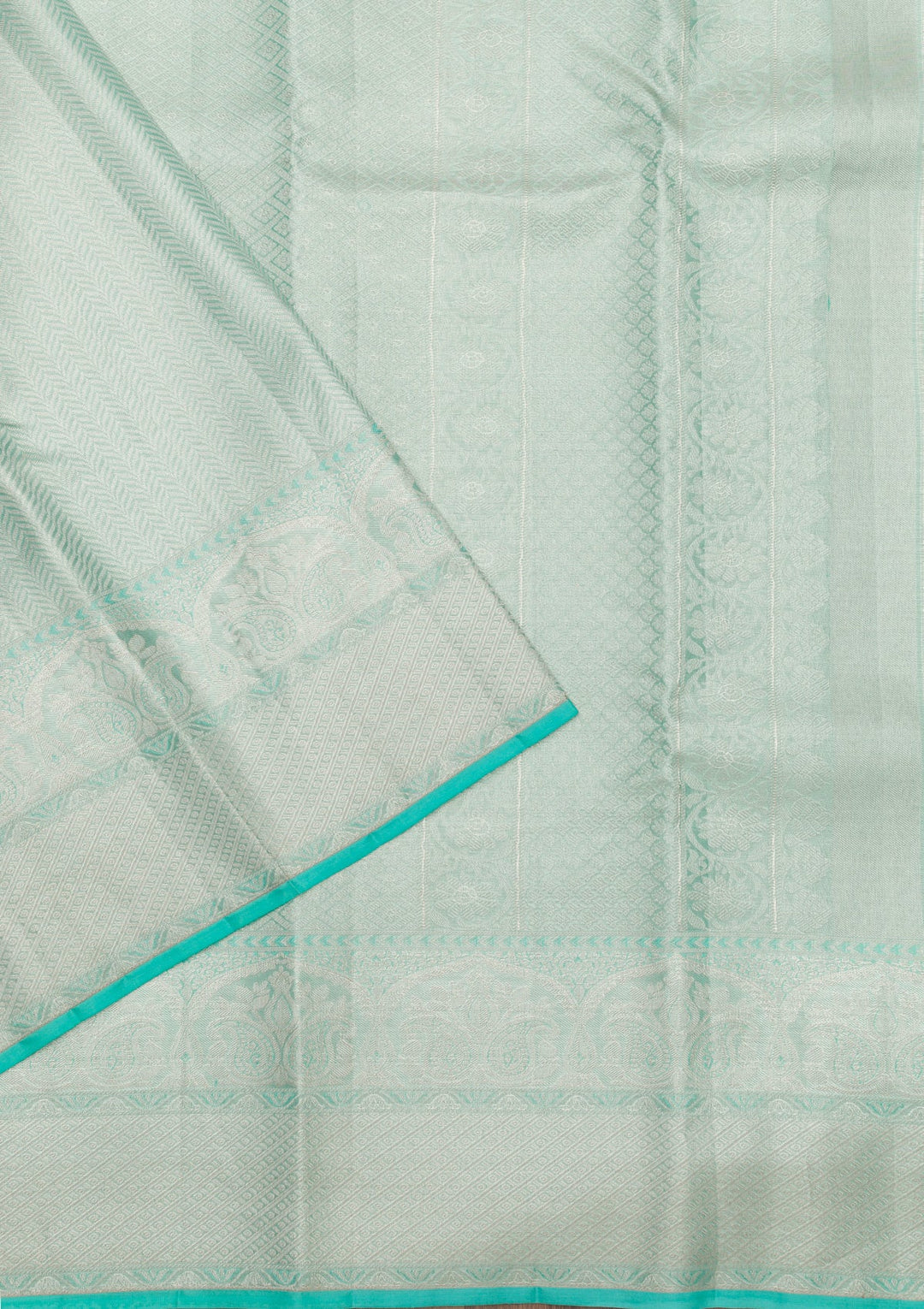 Sky Blue Zariwork Pure Silk Saree-Koskii