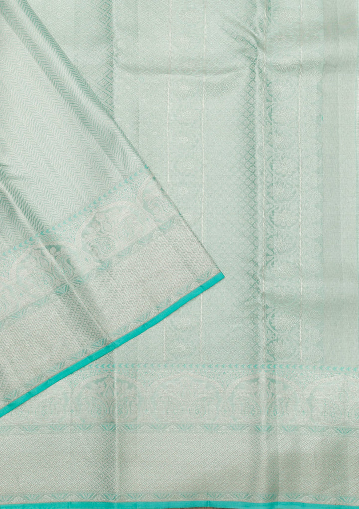 Sky Blue Zariwork Pure Silk Saree-Koskii