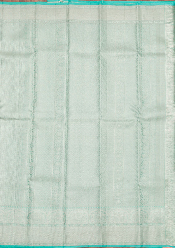 Sky Blue Zariwork Pure Silk Saree-Koskii
