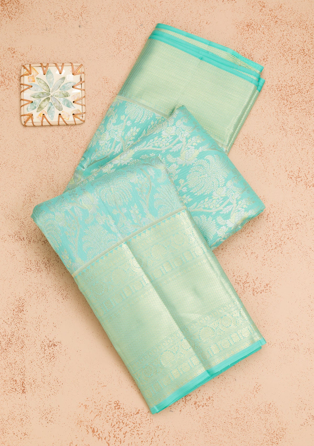 Sky Blue Zariwork Pure Silk Saree-Koskii