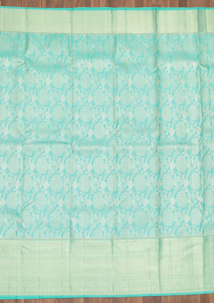 Sky Blue Zariwork Pure Silk Saree-Koskii