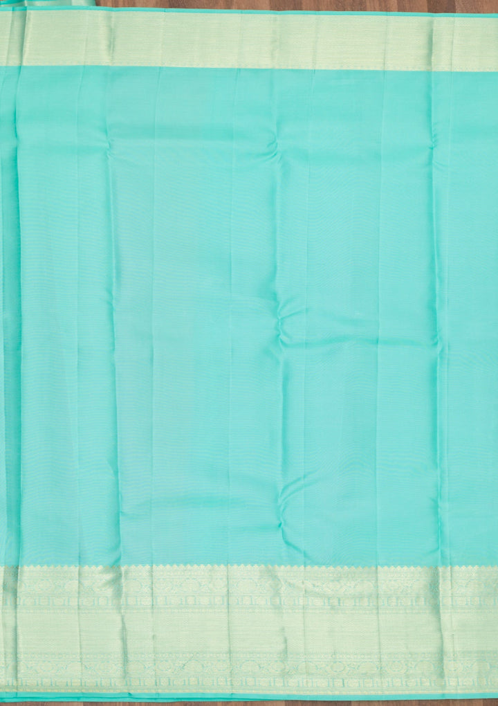 Sky Blue Zariwork Pure Silk Saree-Koskii