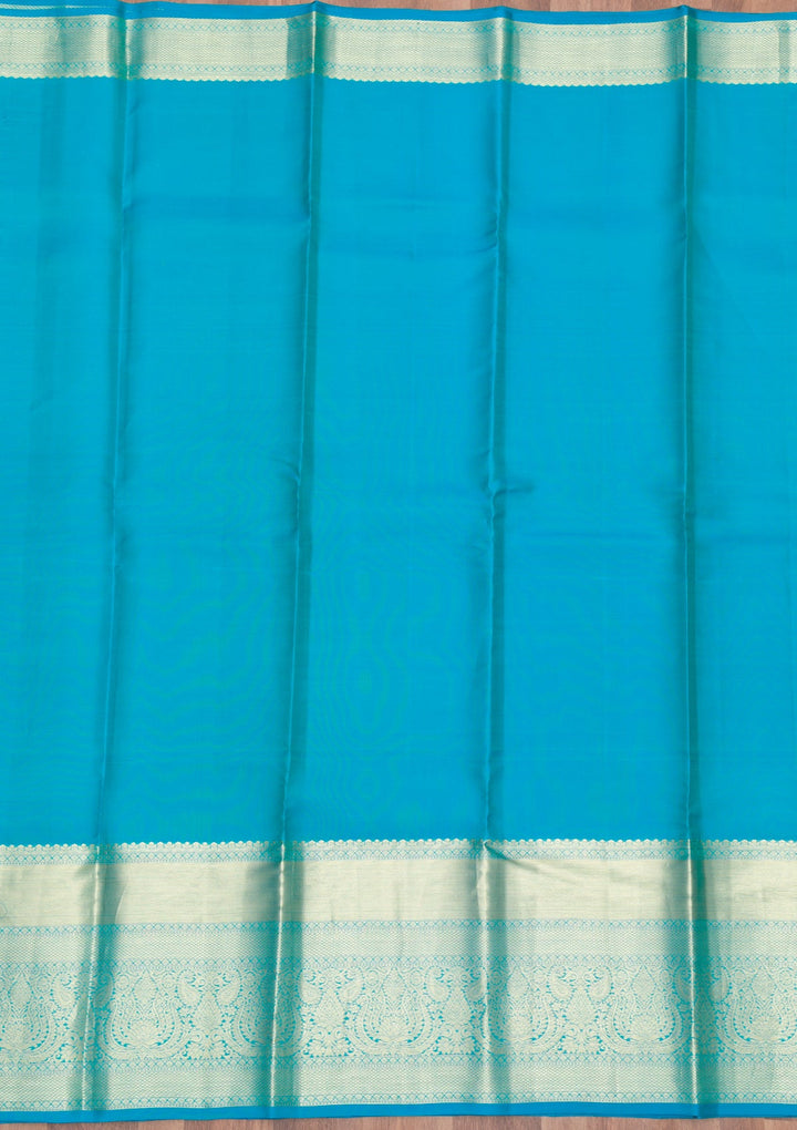 Sky Blue Zariwork Pure Silk Saree-Koskii