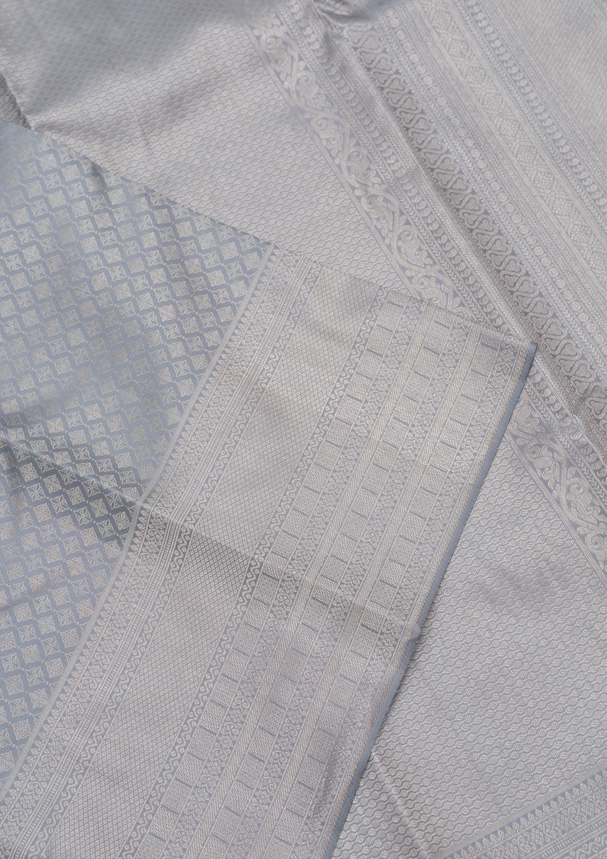 Sky Blue Zariwork Pure Silk Saree-Koskii