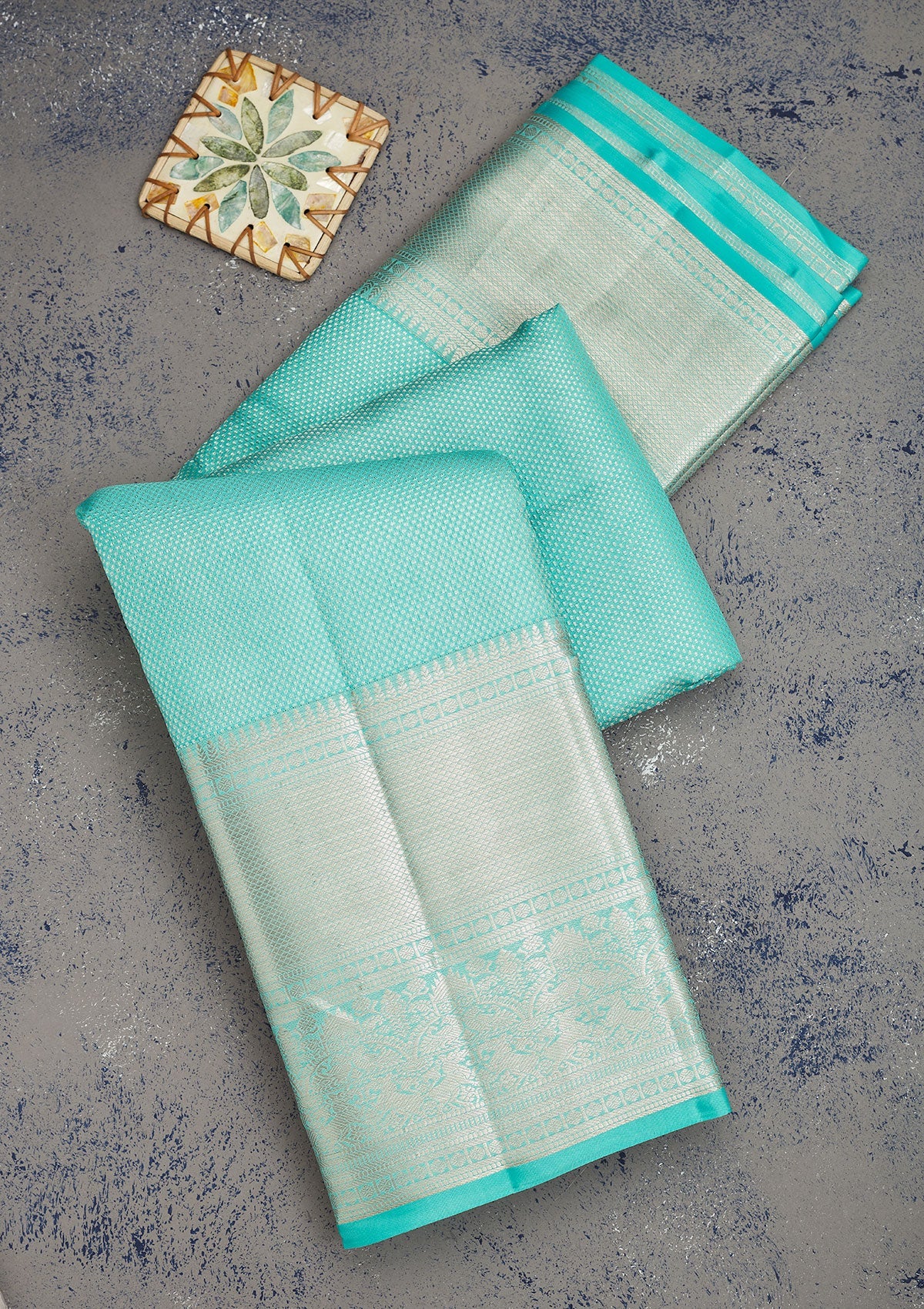 Sky Blue Zariwork Pure Silk Saree-Koskii