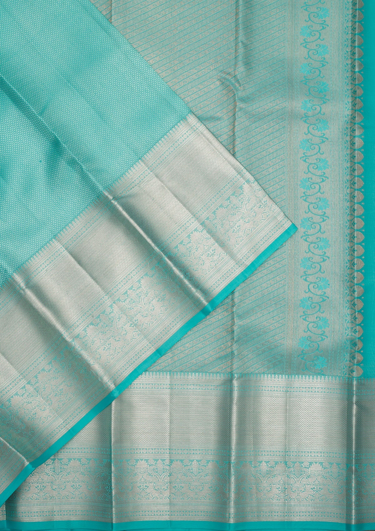 Sky Blue Zariwork Pure Silk Saree-Koskii