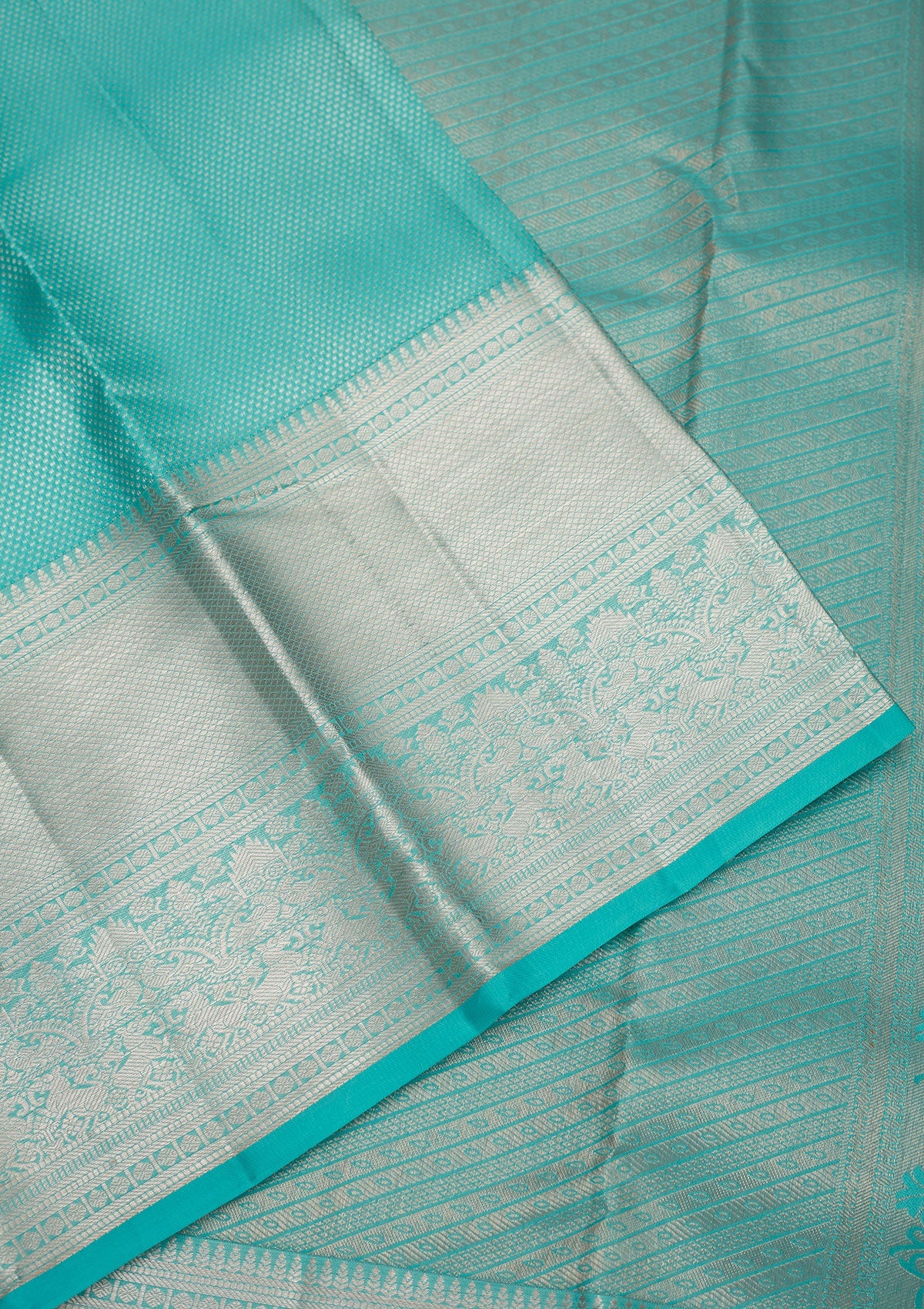 Sky Blue Zariwork Pure Silk Saree-Koskii