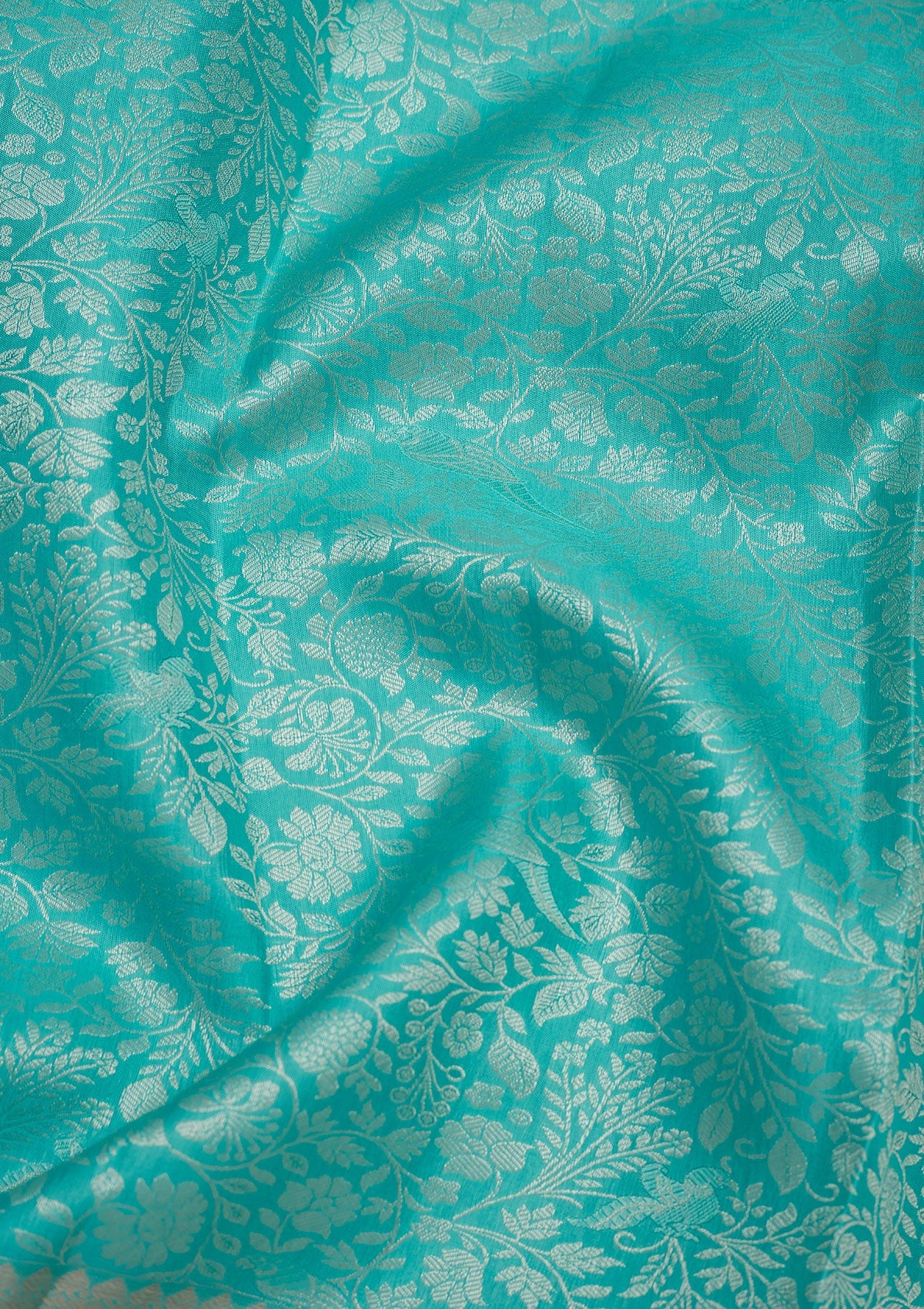 Sky Blue Zariwork Pure Silk Saree-Koskii