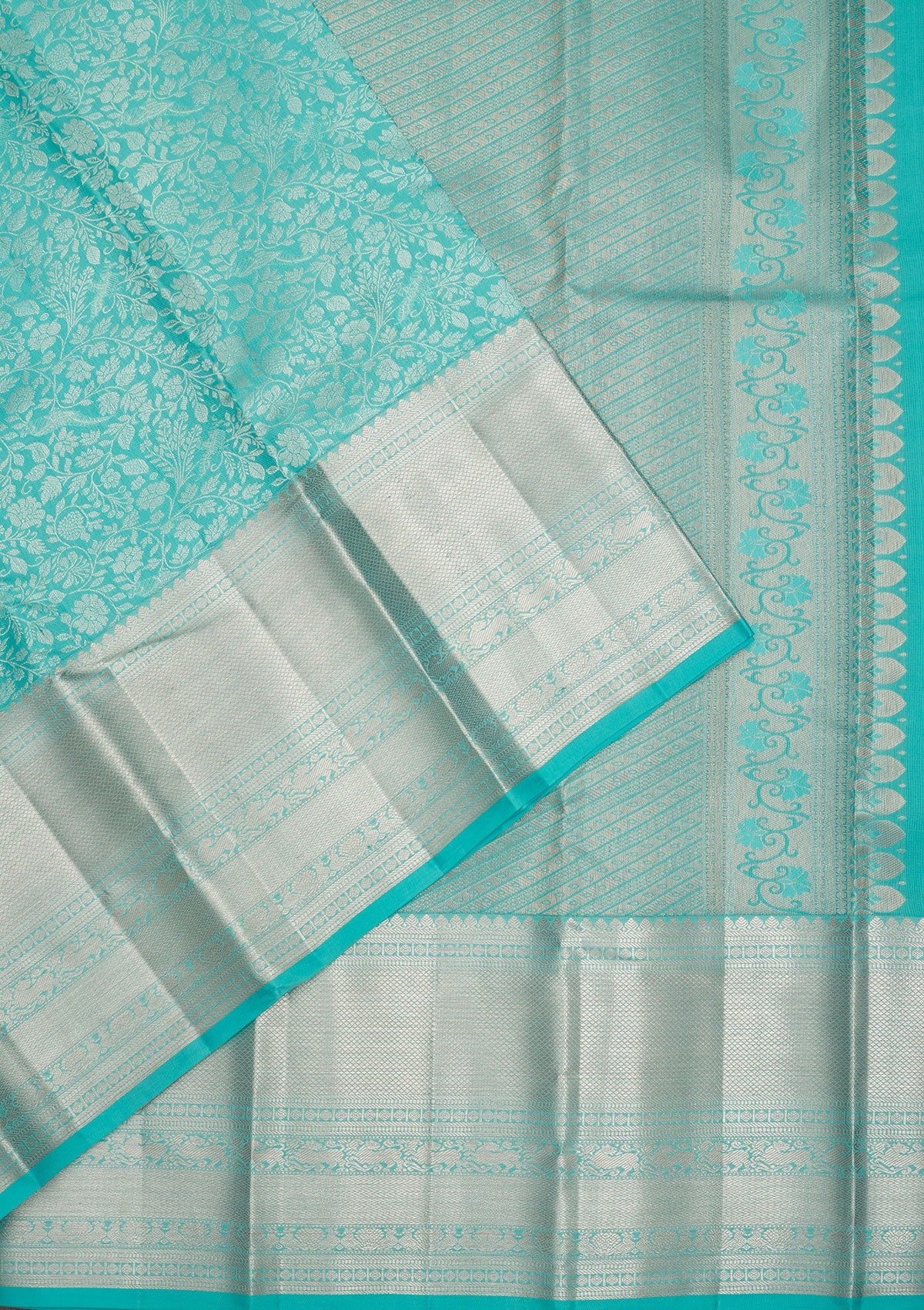 Sky Blue Zariwork Pure Silk Saree-Koskii