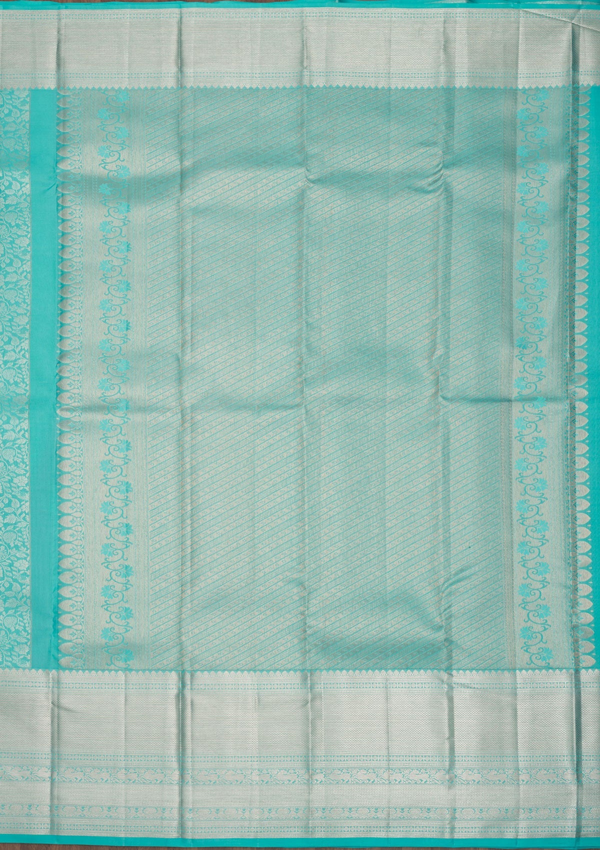 Sky Blue Zariwork Pure Silk Saree-Koskii