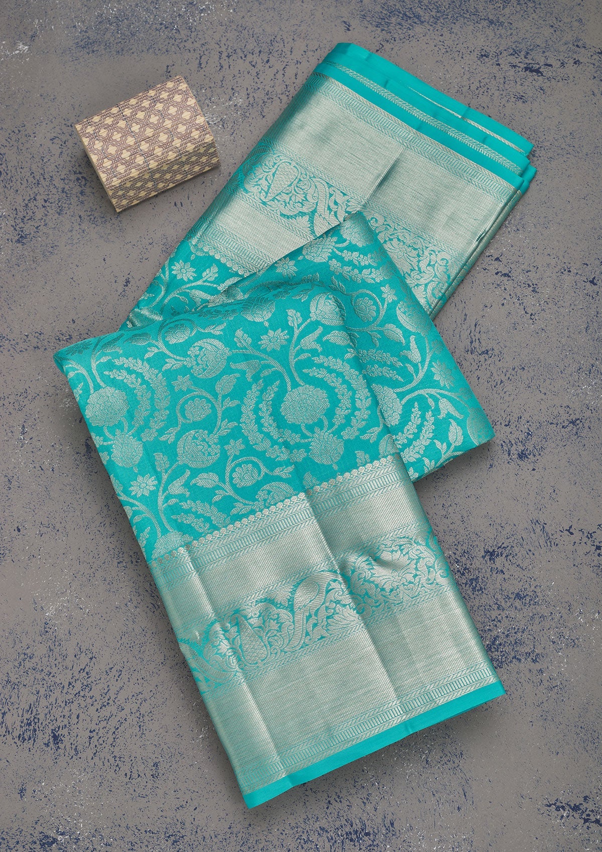 Sky Blue Zariwork Pure Silk Saree-Koskii