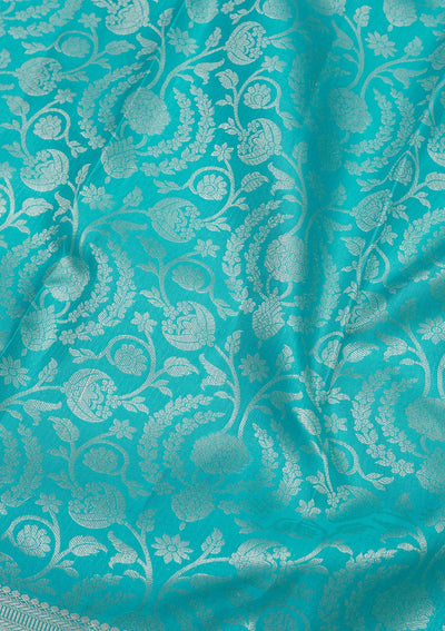 Sky Blue Zariwork Pure Silk Saree-Koskii