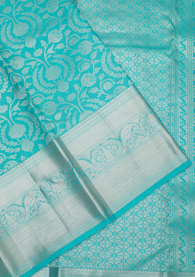 Sky Blue Zariwork Pure Silk Saree-Koskii