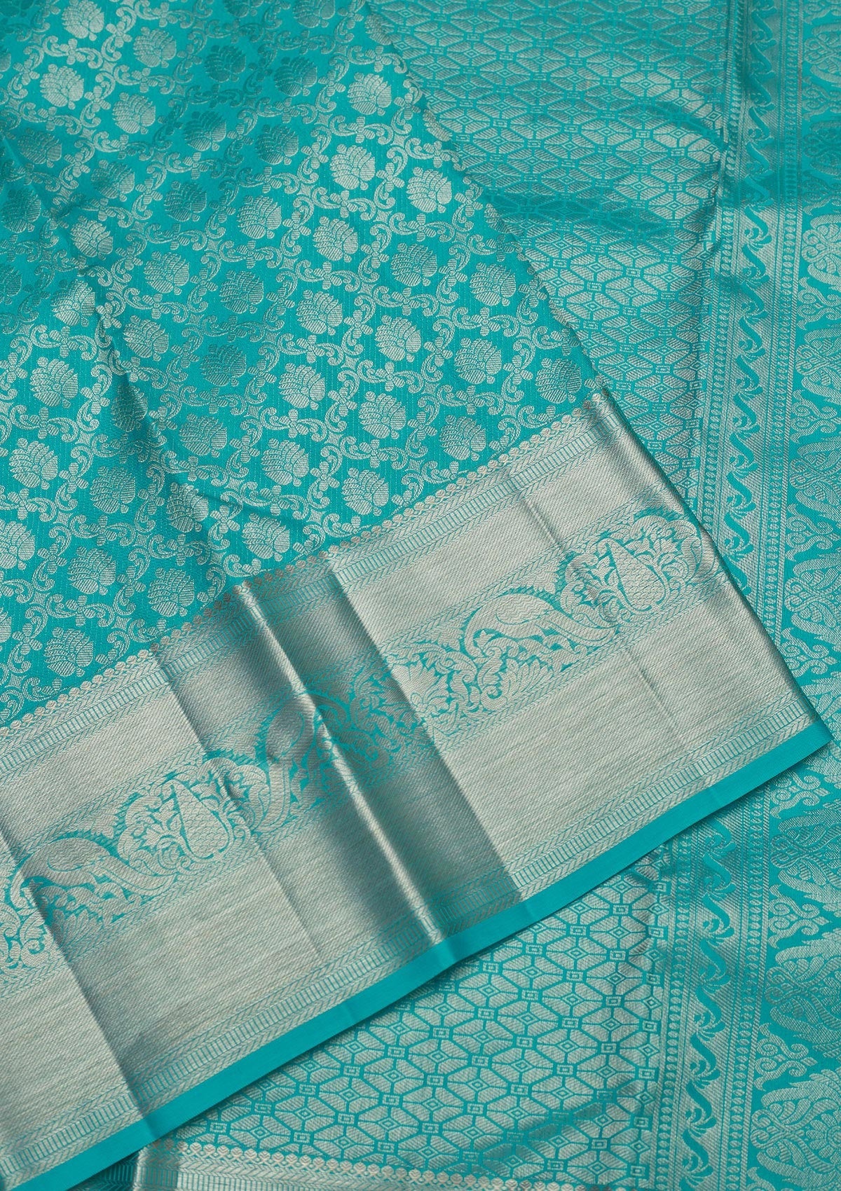 Sky Blue Zariwork Pure Silk Saree-Koskii